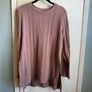 SHEIN Women’s XL Dusty Pink Rib Knit Long Sleeve Tunic